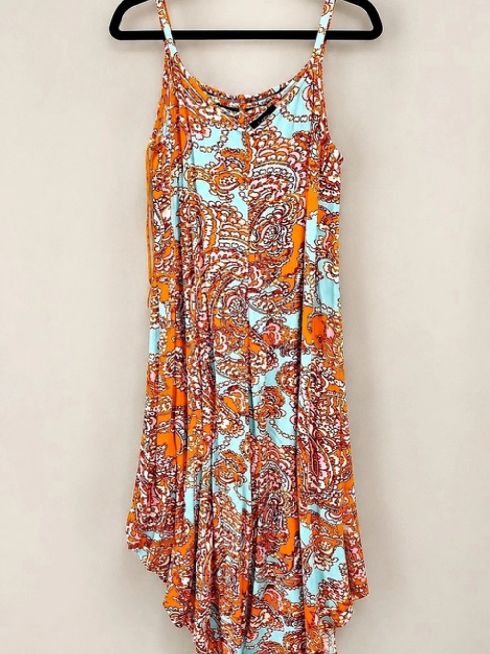 MSK Paisley Mini Dress in Orange & Blue Size Large Like New